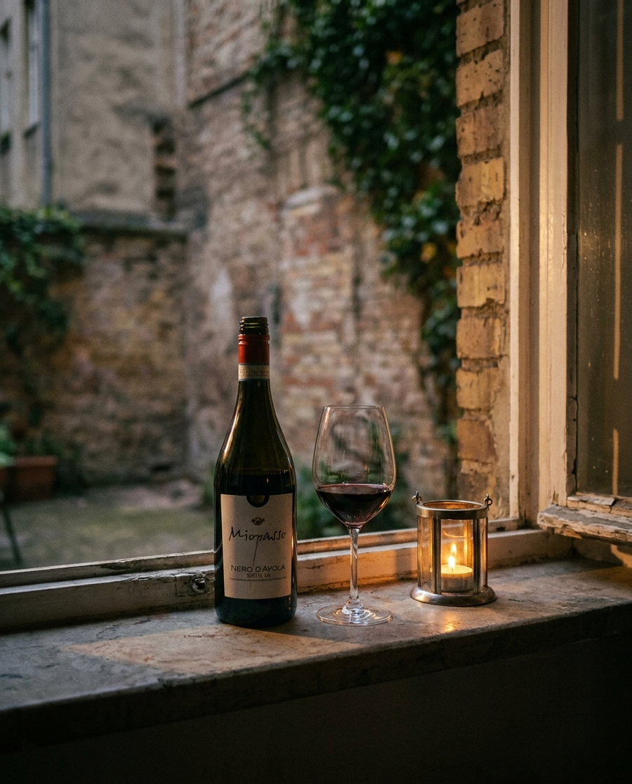 Miopasso Nero d’Avola Sicilia draußen im Berliner Kiez