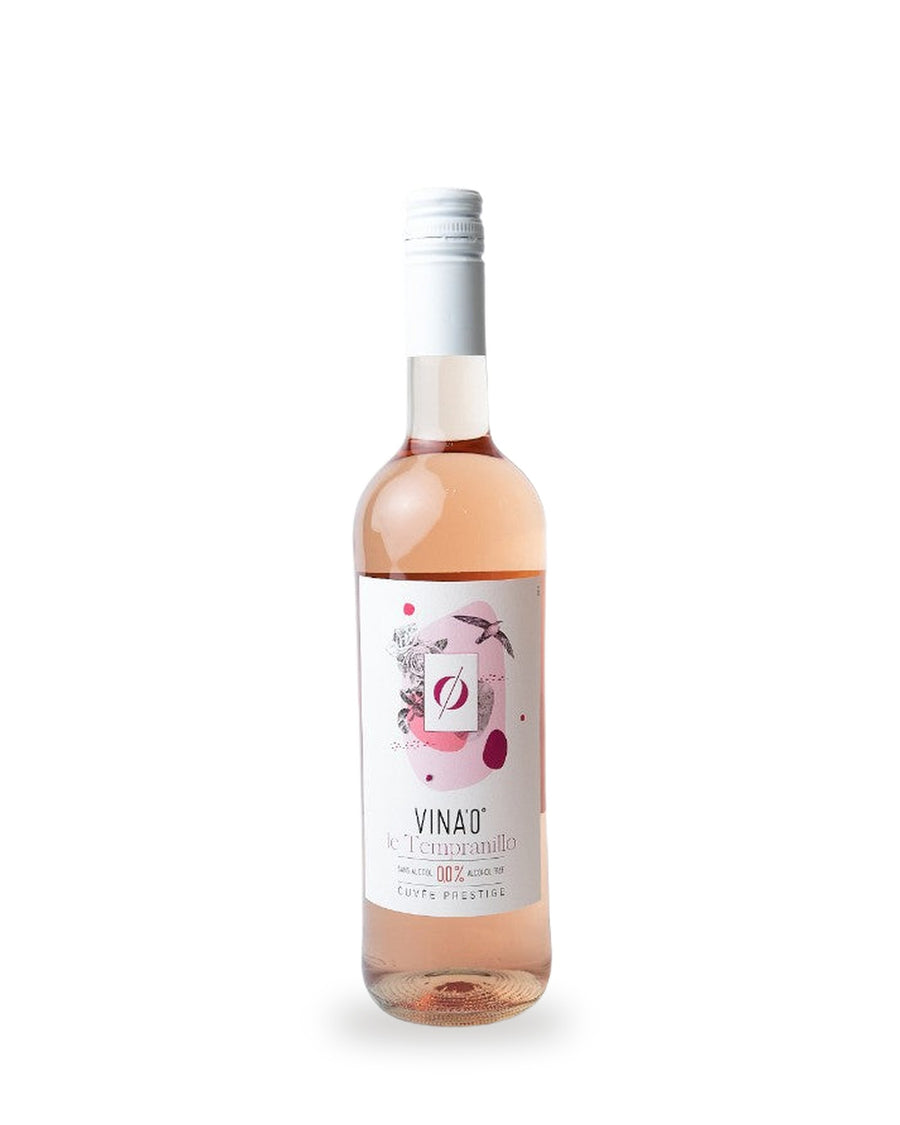 Vina'0° Rosé Alkoholfrei — Flasche vor weißem Studio-Hintergrund