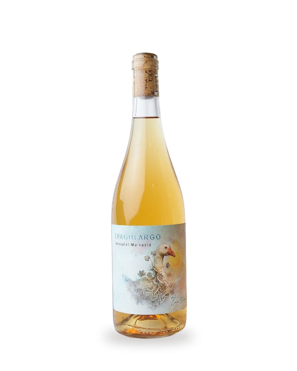 Tragolargo Orange Naturwein — Flasche vor weißem Studio-Hintergrund