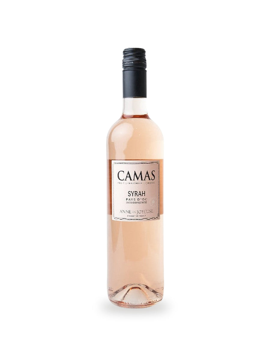 Camas Syrah Rosé — Flasche vor weißem Studio-Hintergrund