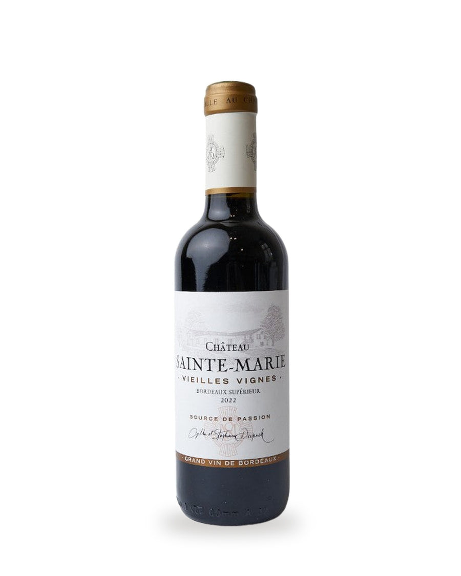 Château St. Marie Bordeaux Supérieur, 350ml — Flasche vor weißem Studio-Hintergrund