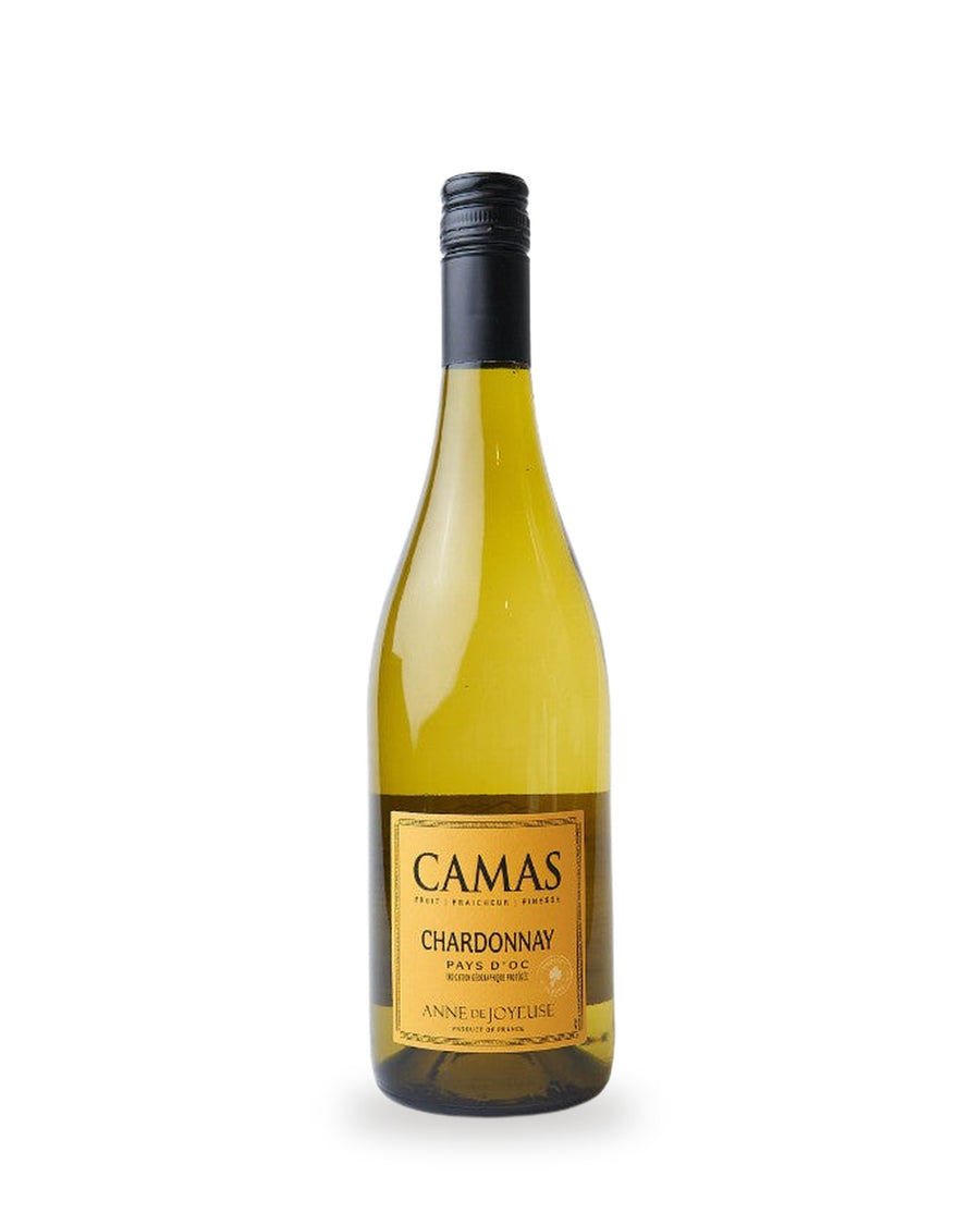 Camas Chardonnay — Flasche vor weißem Studio-Hintergrund