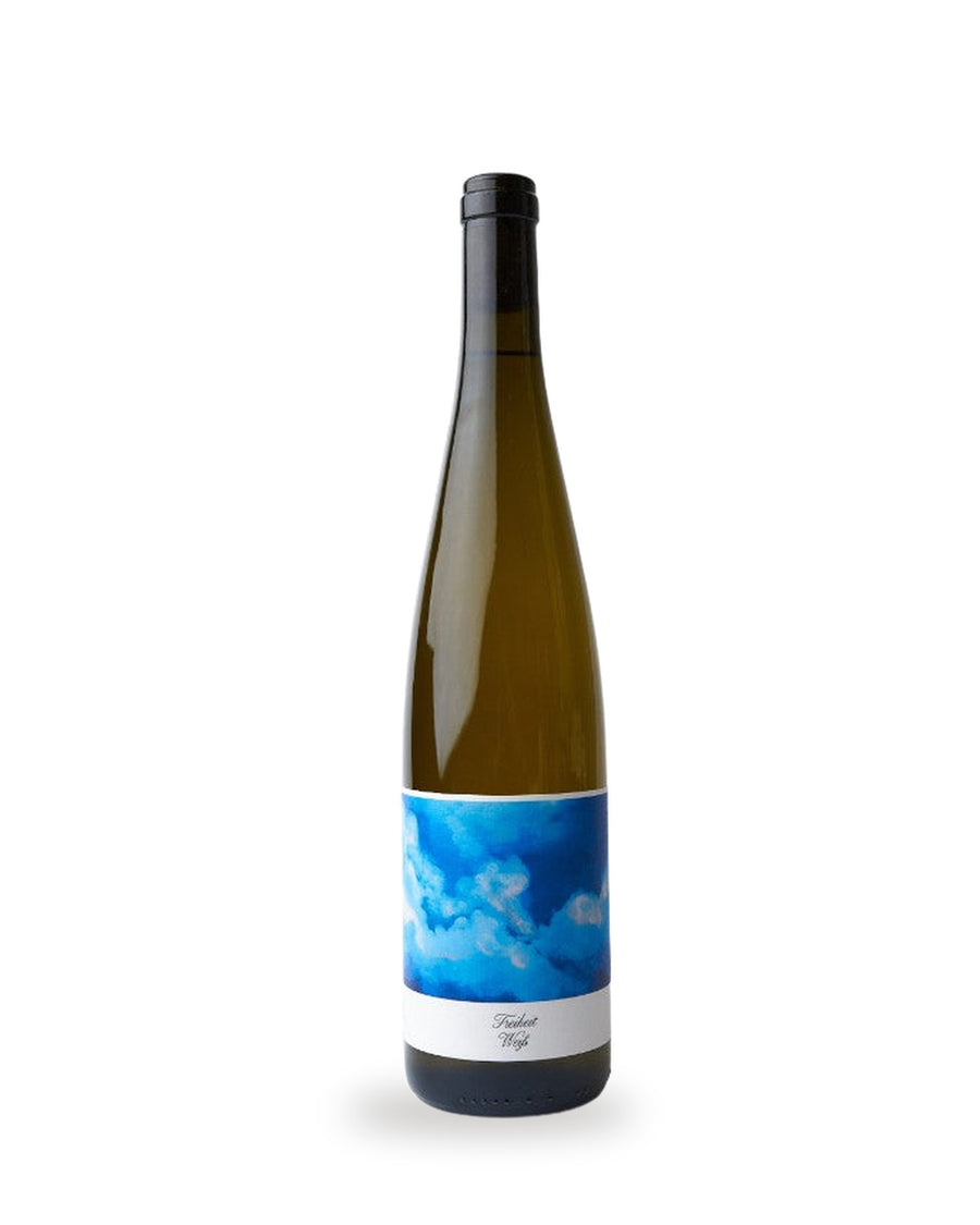 Schmitt Freiheit Weiß Naturwein — Flasche vor weißem Studio-Hintergrund