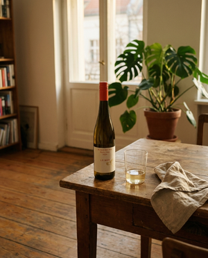 Sven Leiner Handwerk Riesling auf dem Tisch in einer Berliner Altbauwohnung