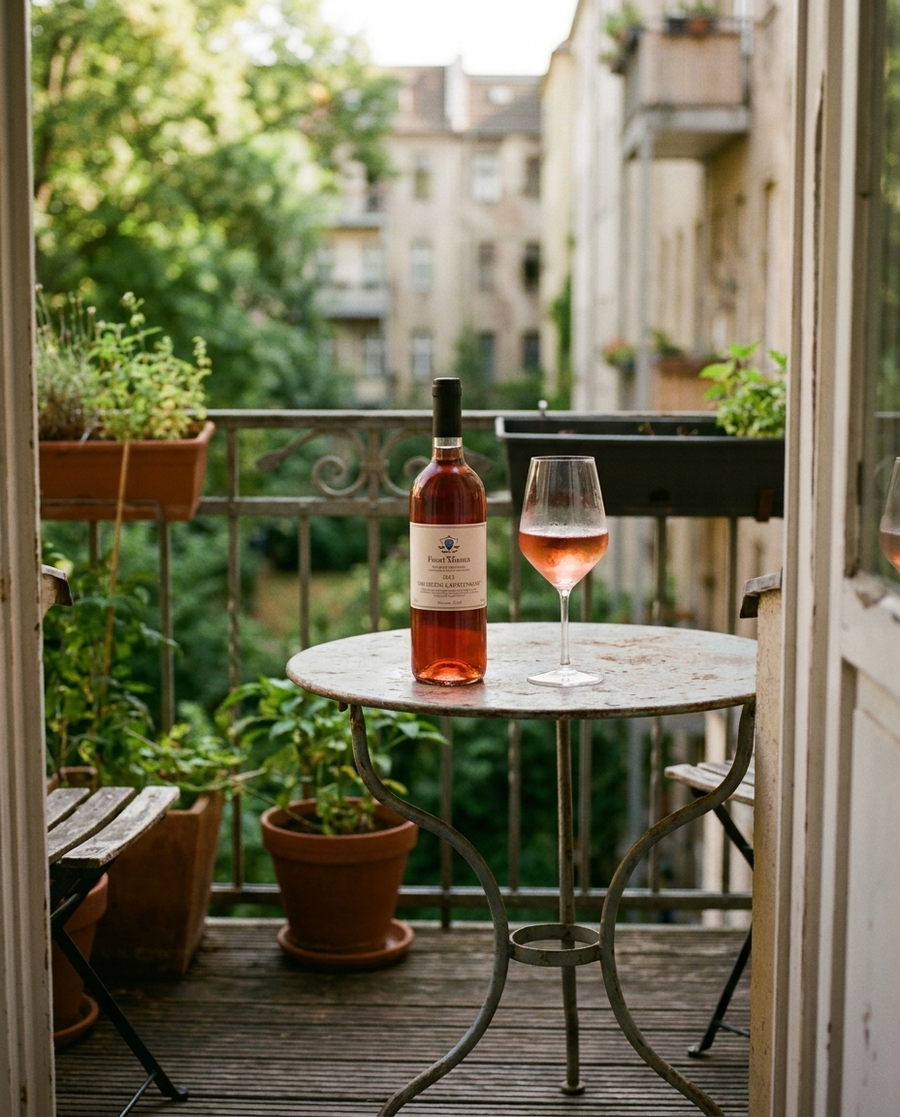 Fuori Misura Rosato auf dem Tisch in einer Berliner Altbauwohnung