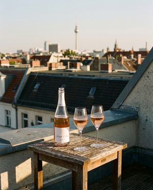 St. Anne Crémant de Limoux Rosé draußen im Berliner Kiez